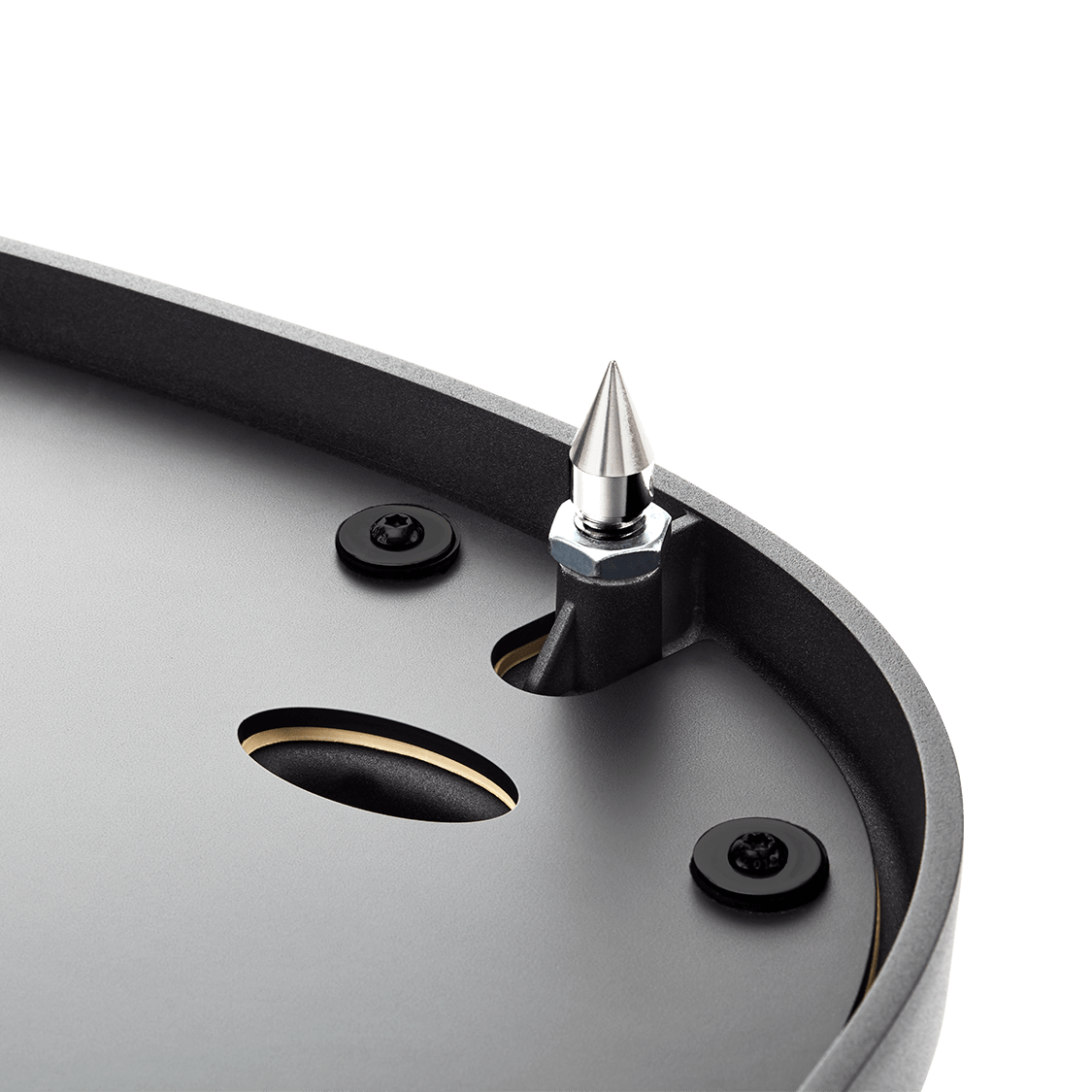 Aluminium plinth on a B&W 804 D4 Reference Speaker.