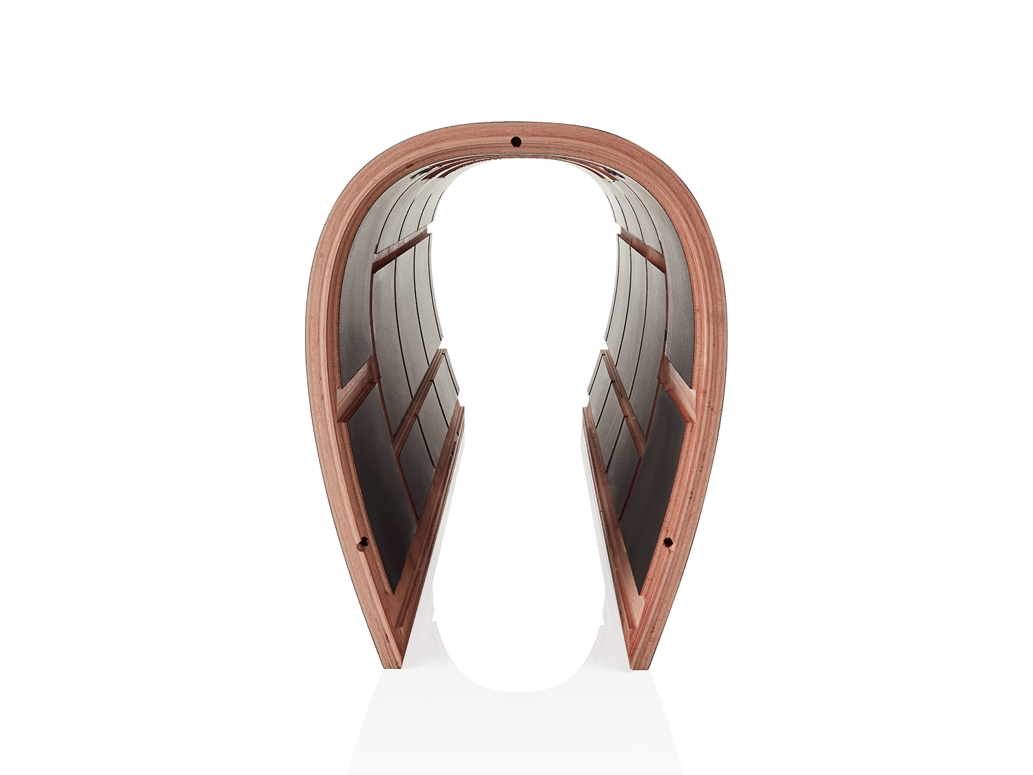 Cabinets made from a continuous curved section of wood on a B&W 800 series models.