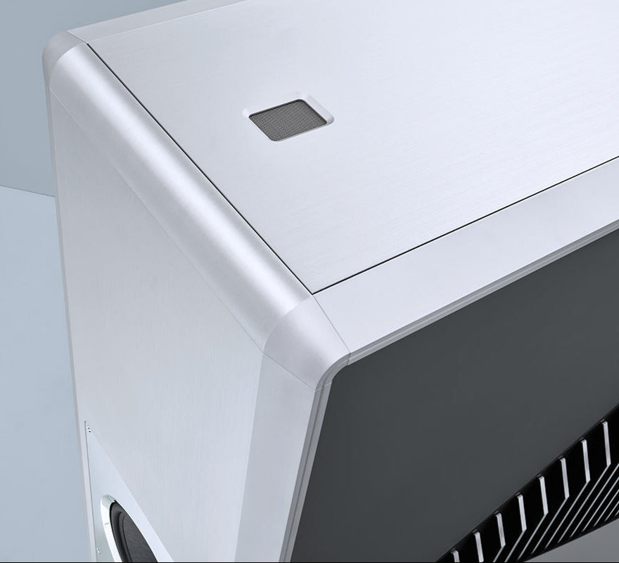 Close-up of a Burmester BC350 Signature Line Speaker with a focus on the top panel and side panel - HiFi Centre.