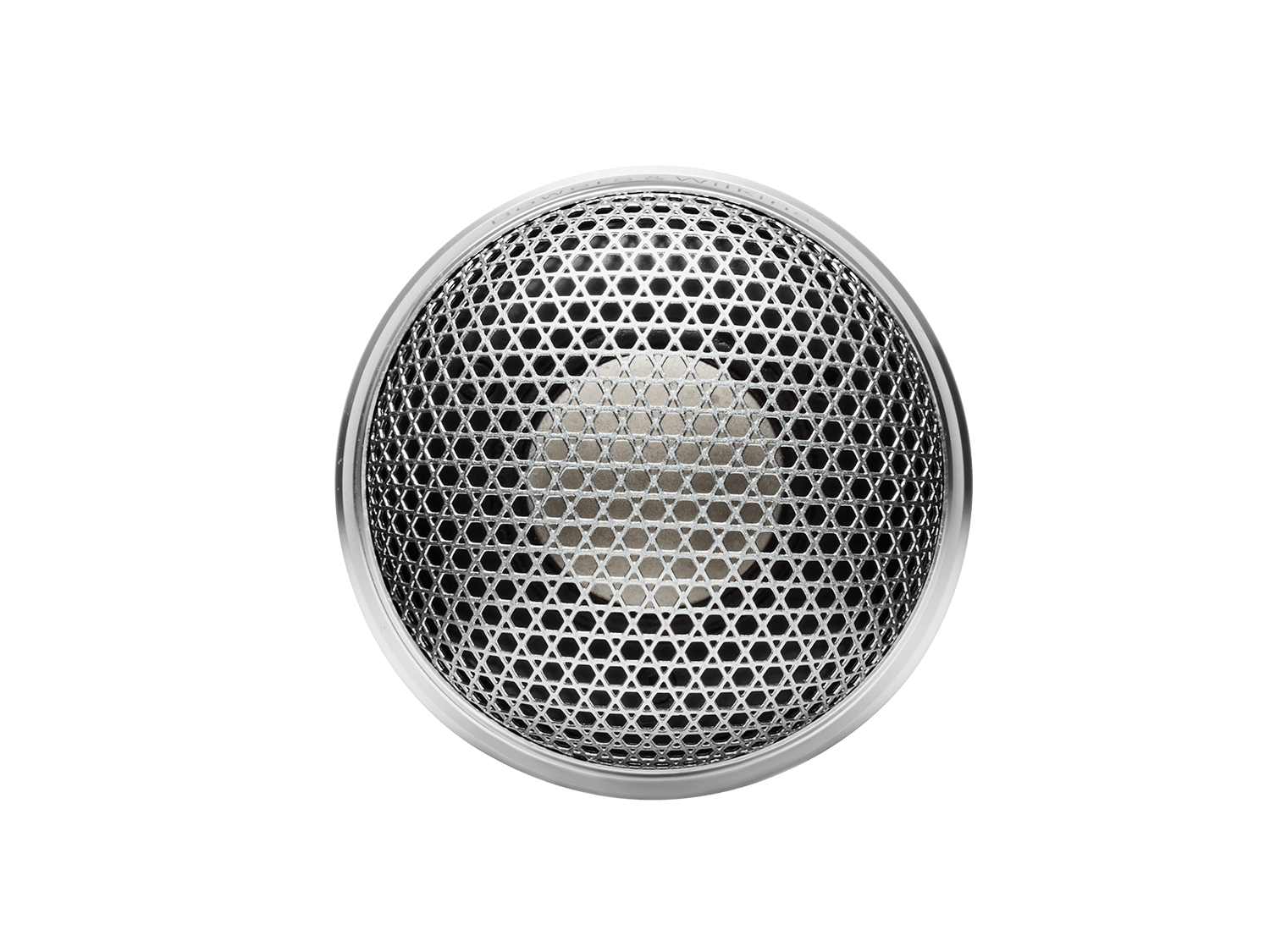 A closeup on a diamond dome tweeter on a B&W 805 D4 Reference Speaker.