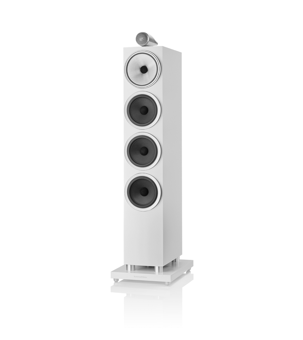 B&W 702 S3 Floor Standing Speaker in satin white finish.
