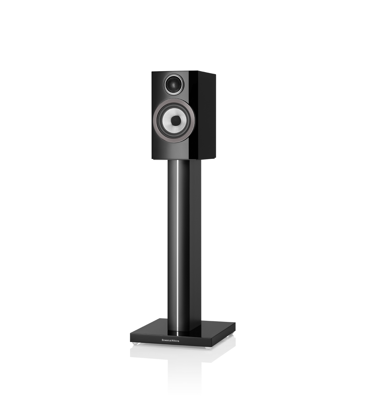 B&W 707 S3 Bookshelf Speaker in gloss black color finish.
