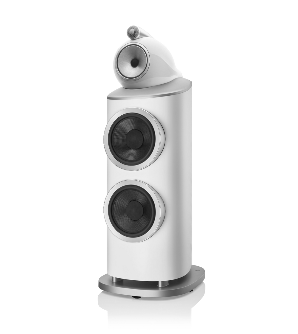 B&W 801 D4 Reference Speaker in satin white finish.