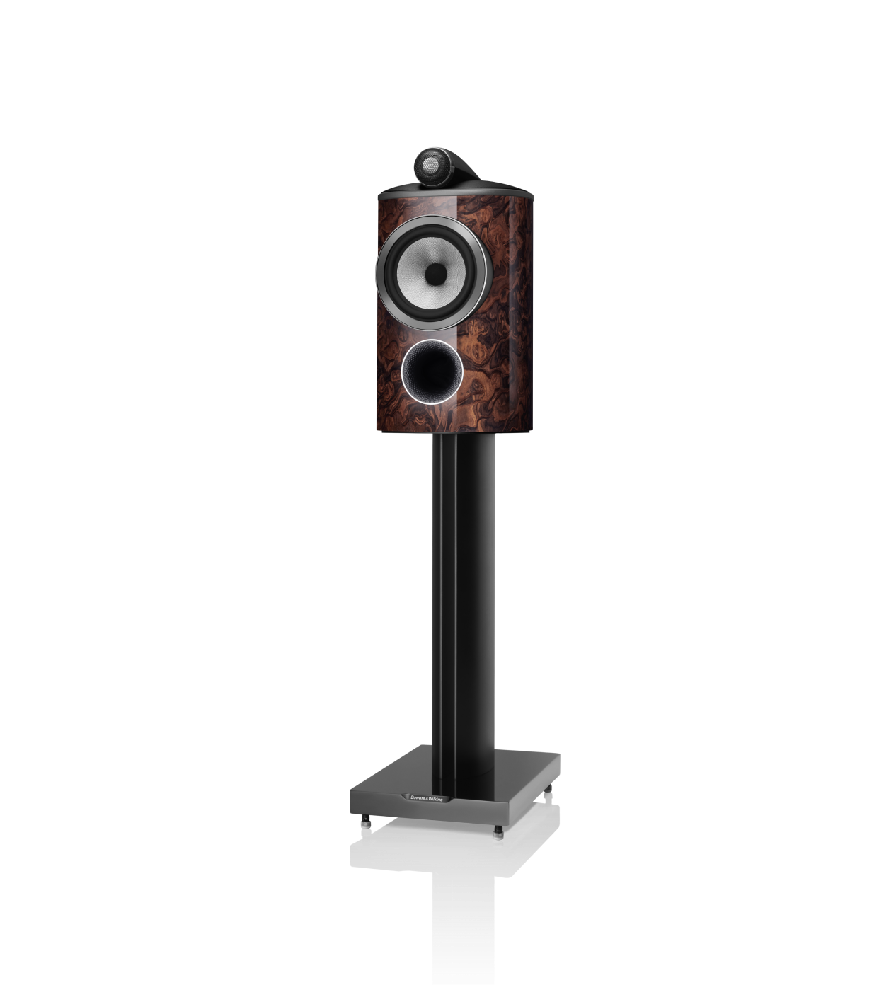 B&W 805 Signature Bookshelf Speaker in California burl gloss color finish.