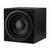 Bowers & Wilkins ASW610 black subwoofer with visible driver and ports.