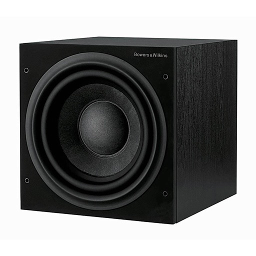 A B&W ASW610XP 10” Subwoofer, black in color, without the front grille.