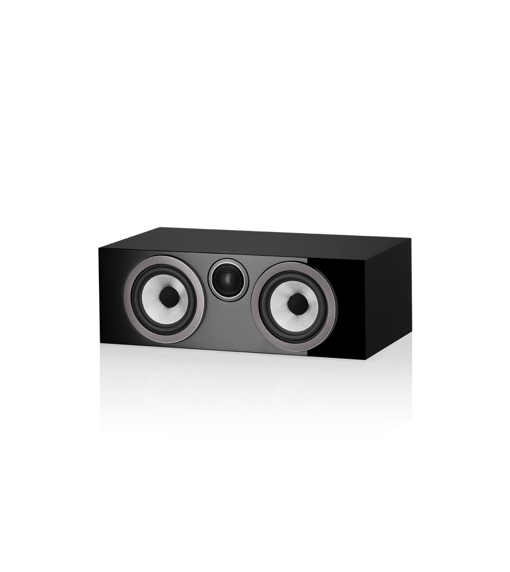 B&W HTM72 S3 Centre Channel speaker in gloss black color finish.