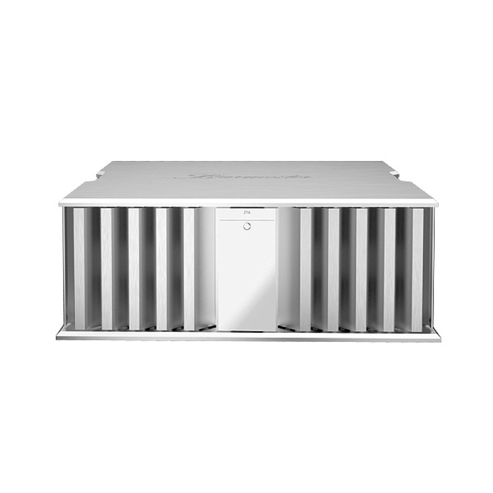 A front view of a Burmester 216 Top Line Power Amplifier - HiFi Centre.