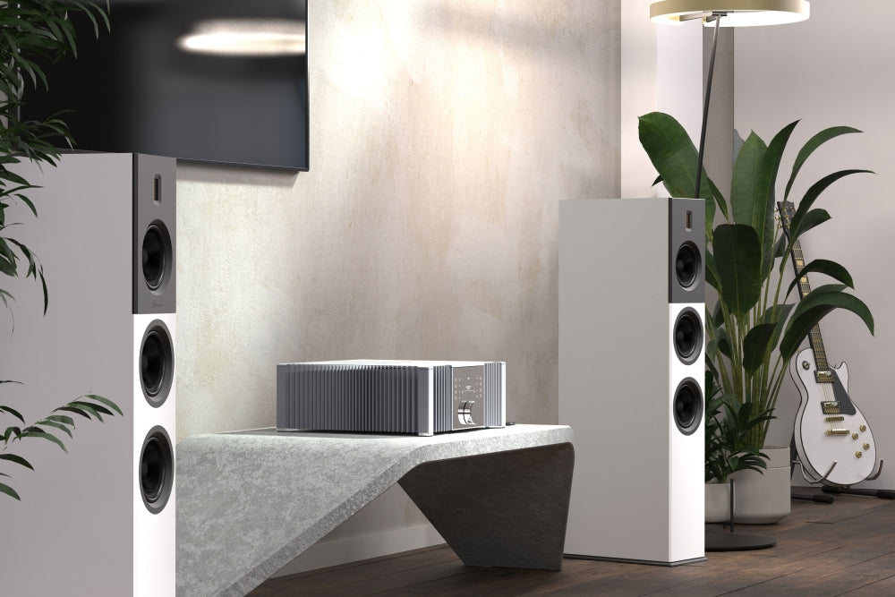 A living room stereo setup featuring Burmester 232 Integrated Amplifier - Hi-Fi Centre.