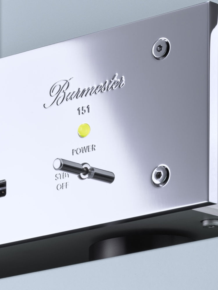A closeup to a logo of a Burmester 151 Top Line Music Center - HiFi Centre.