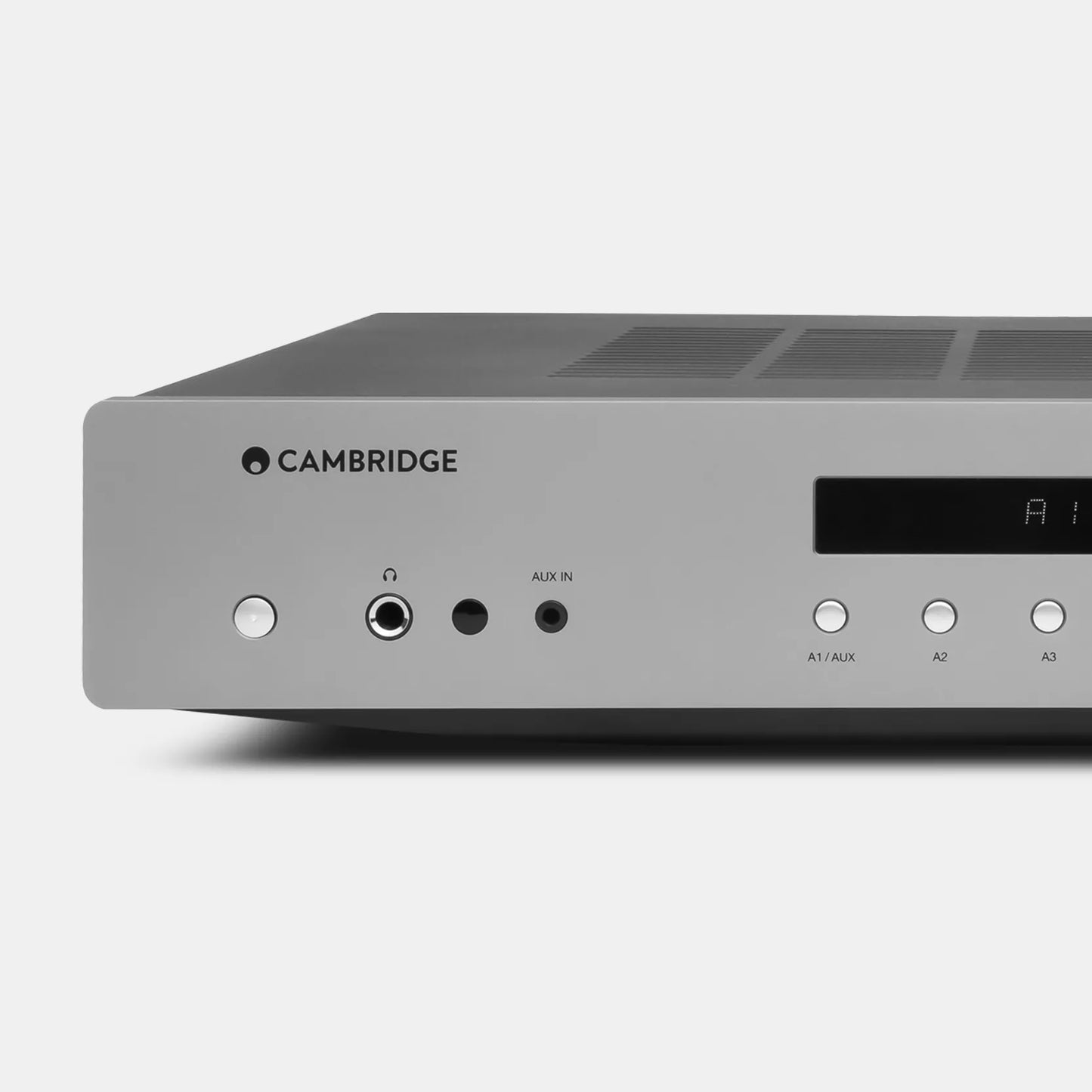 Cambridge  Audio AXA35 audio amplifier on a white background.
