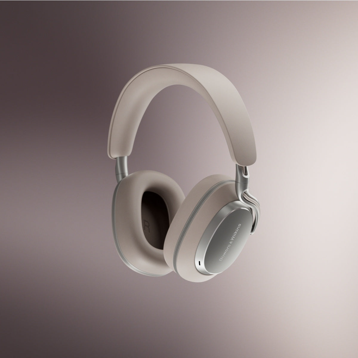 Beige Bowers & Wilkins PX8 S2 Wireless Headphones on a gradient background