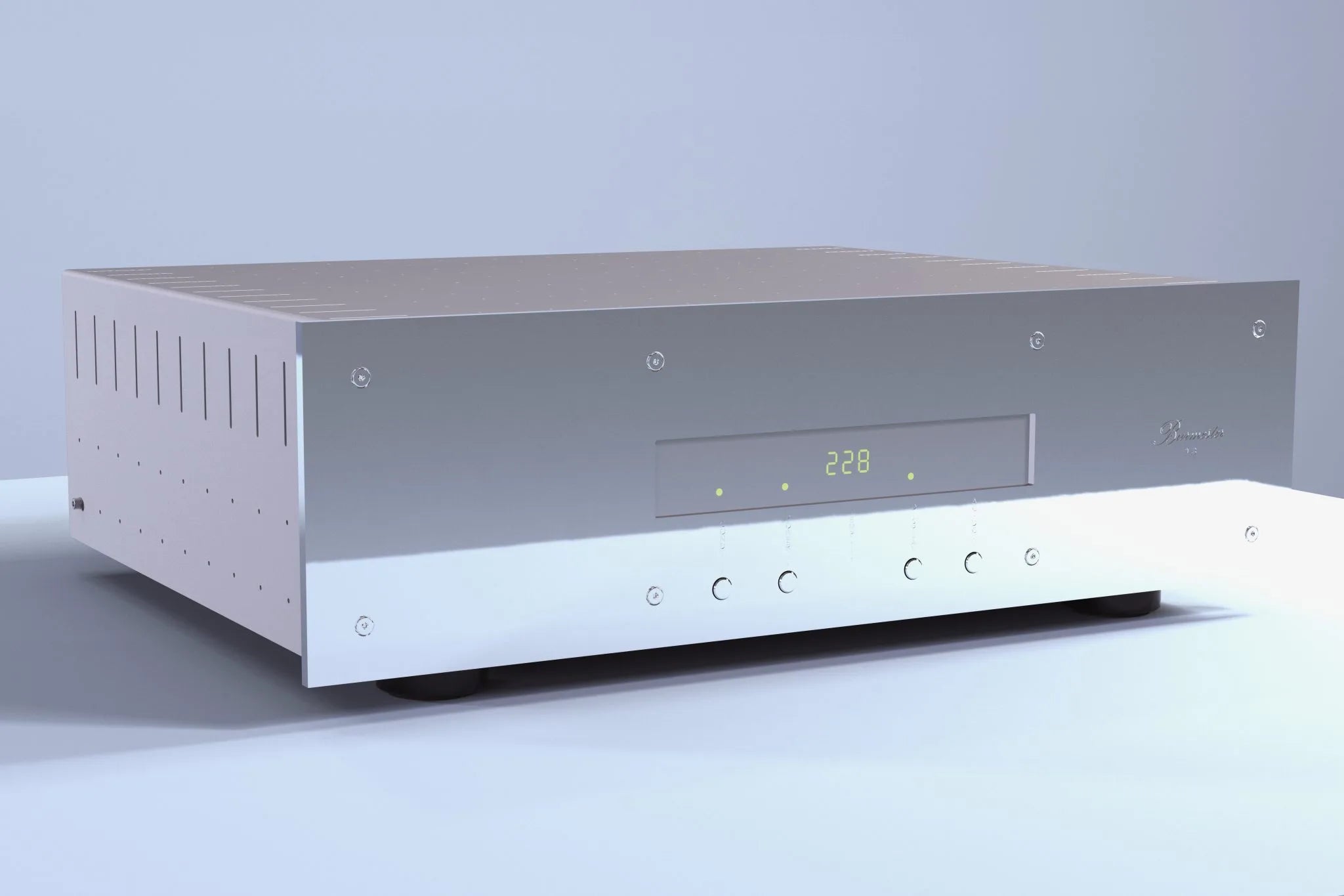 Silver Burmester 948 Power Line Conditioner with a front panel display and multiple outlets on the back panel - HiFi Centre.
