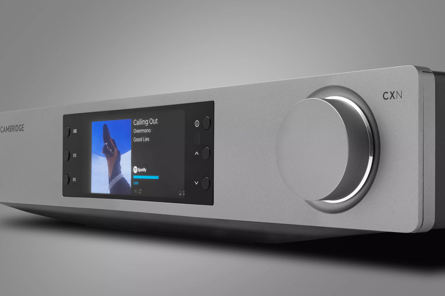 A closeup on a Cambridge Audio CXN100 Network Streaming Player.