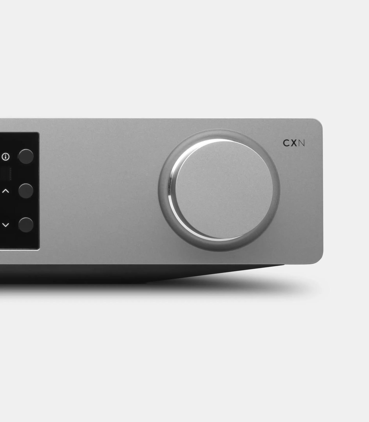 A closeup on a control knob on a Cambridge Audio CXN100 Network Streaming Player.