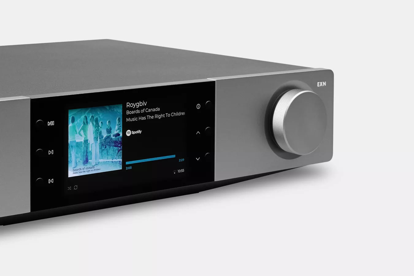 Cambridge Audio EXN100 Network Player with digital display and control knob on a white background - HiFi Centre