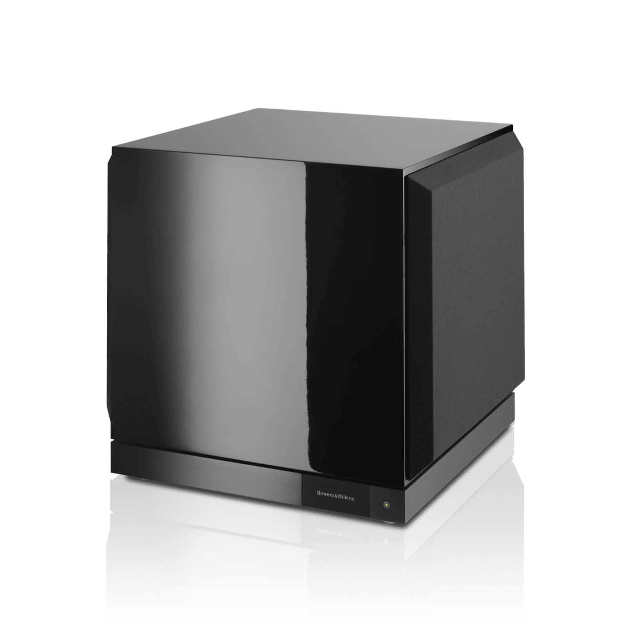 Black B&W DB1D Dual 12” subwoofer on a white background