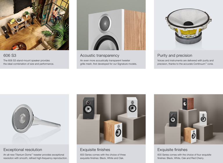 Features and benefits of B&W 606 S3 Bookshelf Speakers