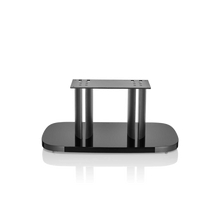A black centre channel speaker stand from Bowers & Wilkinas, designed for the HTM D4 speaker.