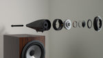 Closeup to disassembled solid body Tweeter-on-top of B&W 705 S3 Bookshelf Speaker.