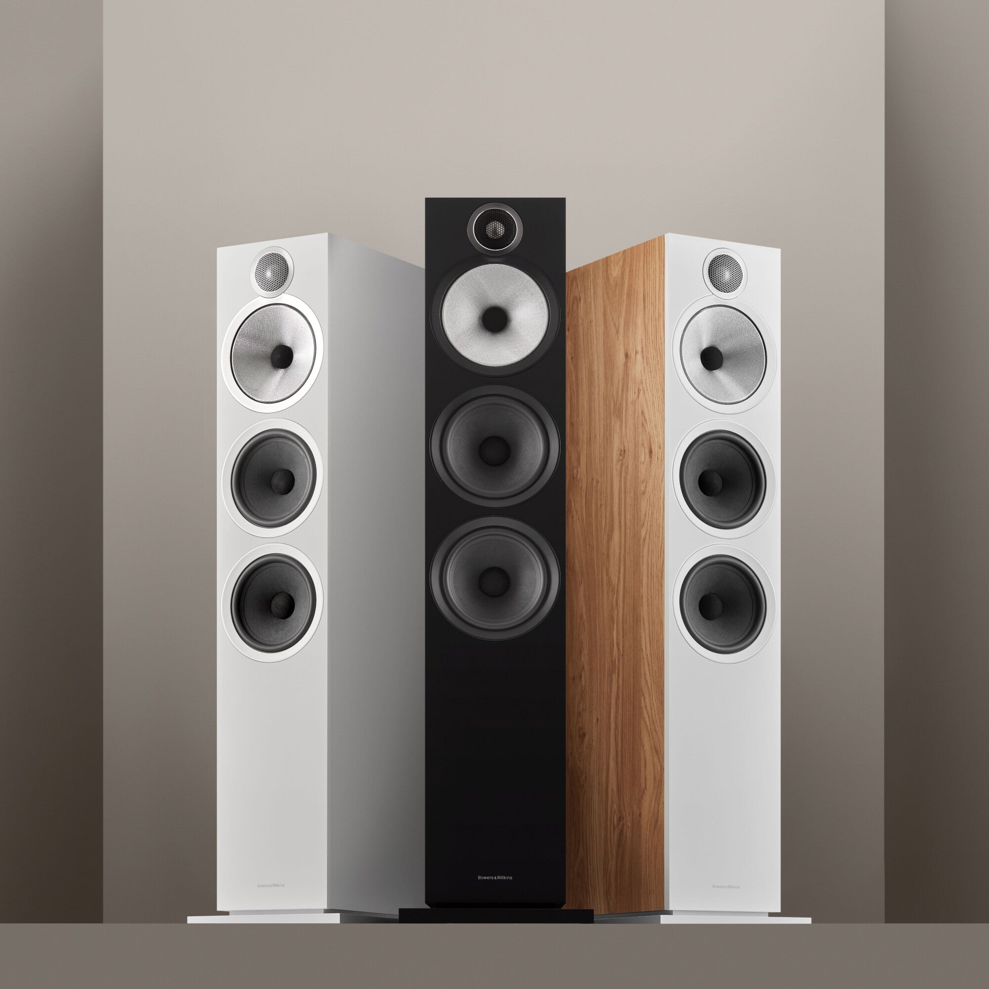 Lineup of all the color finishes of B&W 603 S3 Floor Standing Speaker