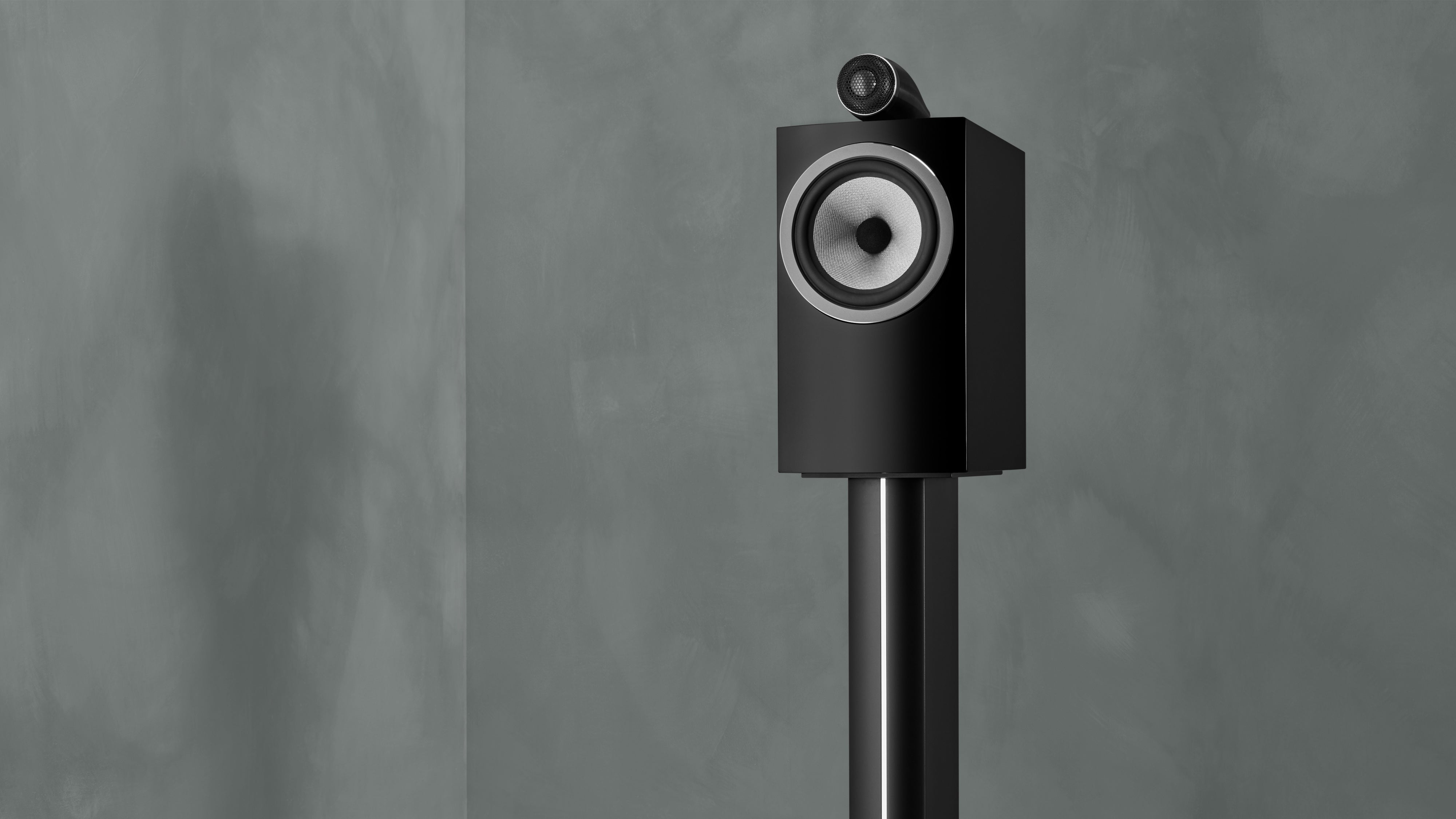 A closeup on the B&W 705 S3 Bookshelf Speaker.