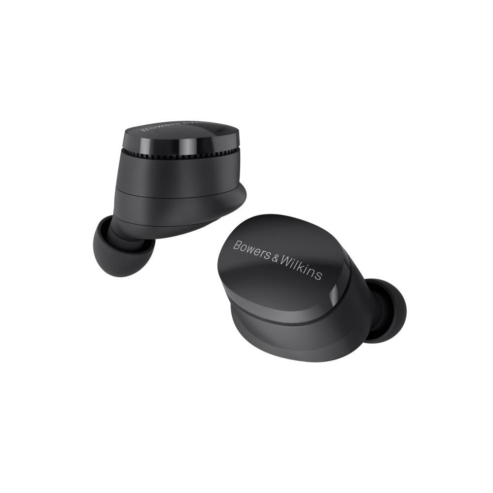 A pair of black B&W Pi6 True Wireless In-Ear Headphones - Hi-Fi Centre.