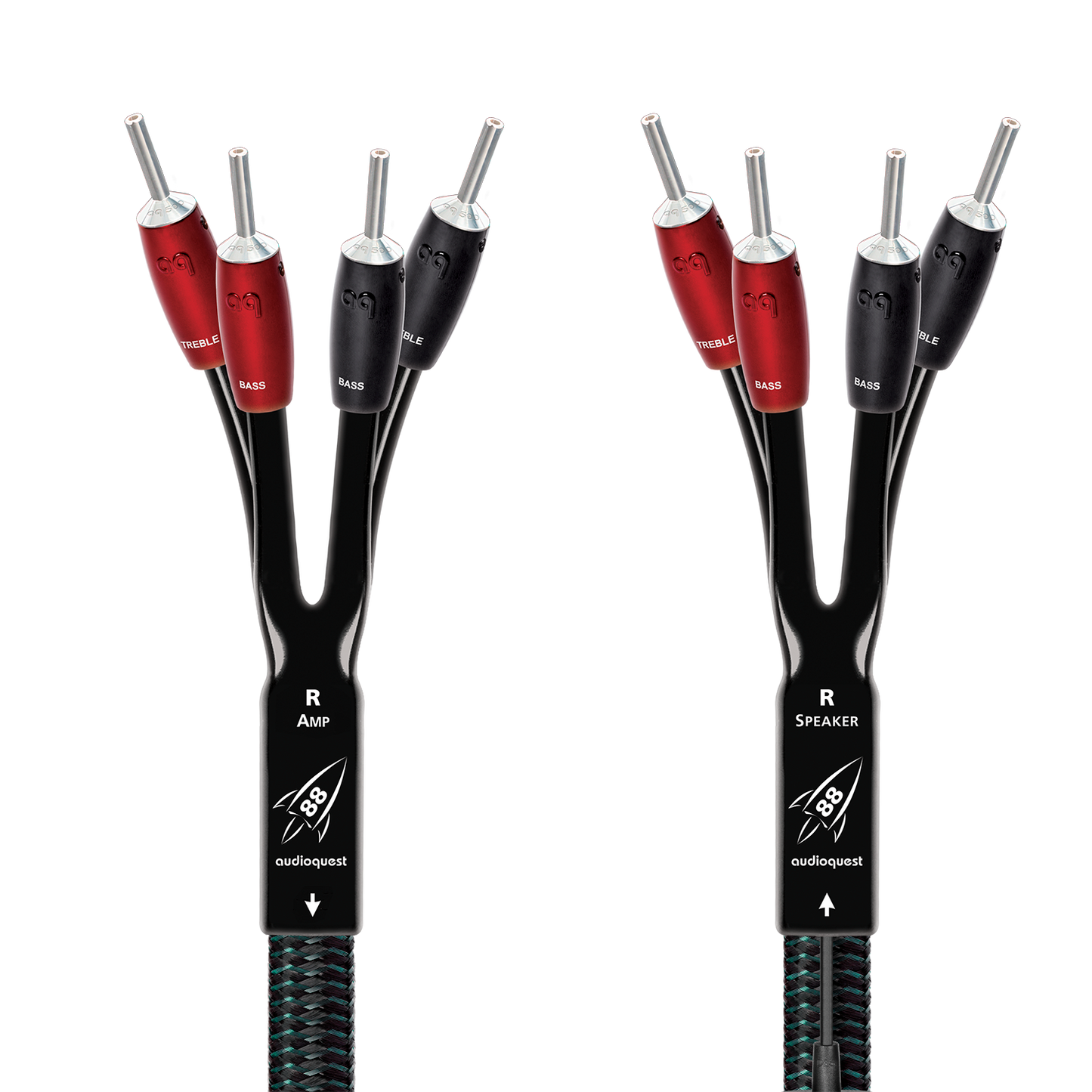 Audioquest Cable Risers AudioQuest Rocket 88 Single BiAmp Speaker Cable w/ SureGrip 500 Connectors