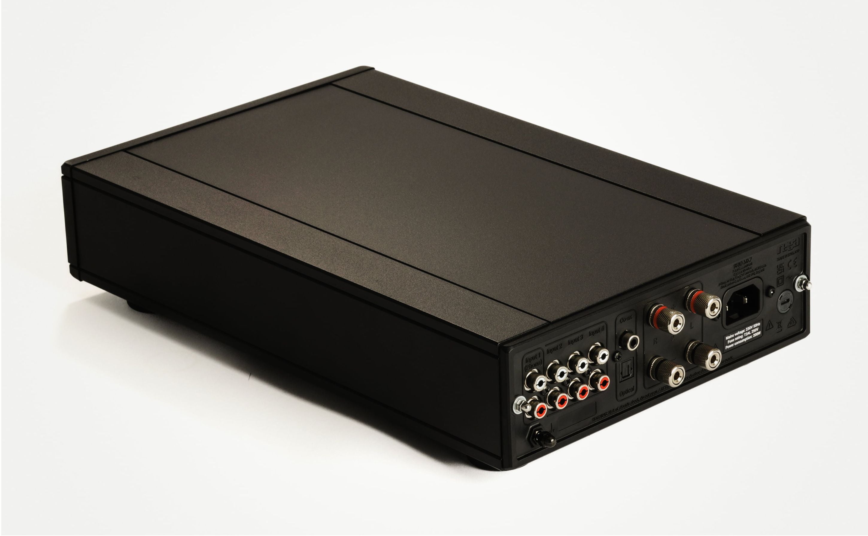 A back panel of a Rega Brio Mk7 Integrated Amplifier