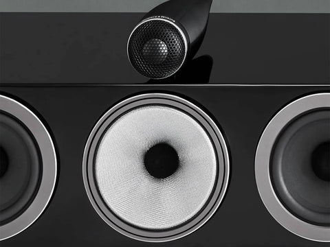 A closeup to B&W HTM71 S3 in black finish.