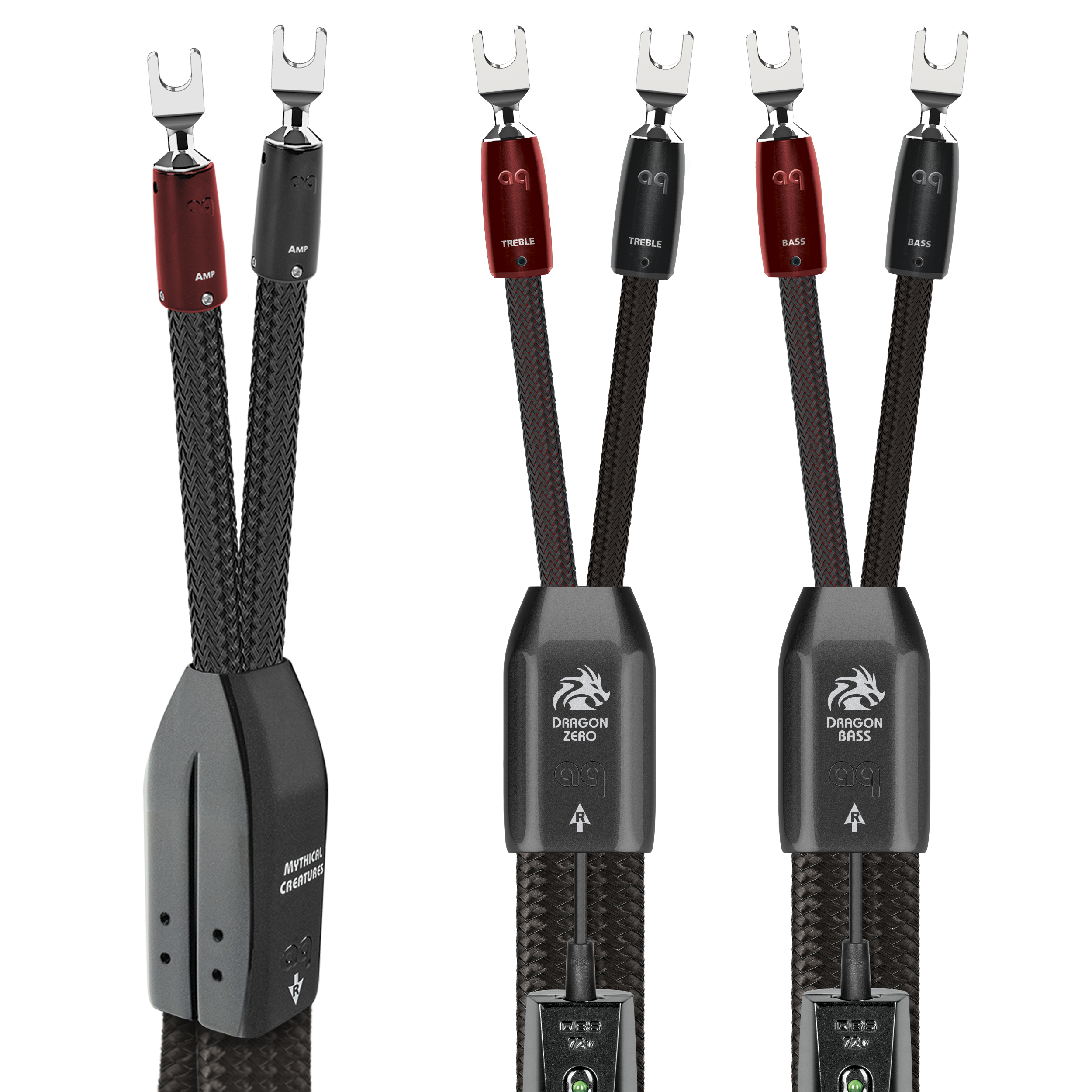 AudioQuest Dragon BiWire COMBO Speaker Cable w/ ZERO for Treble + BASS for Bass