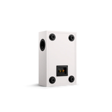 A back side of a satin white on-wall KEF Q4 Meta On-Wall Speaker.