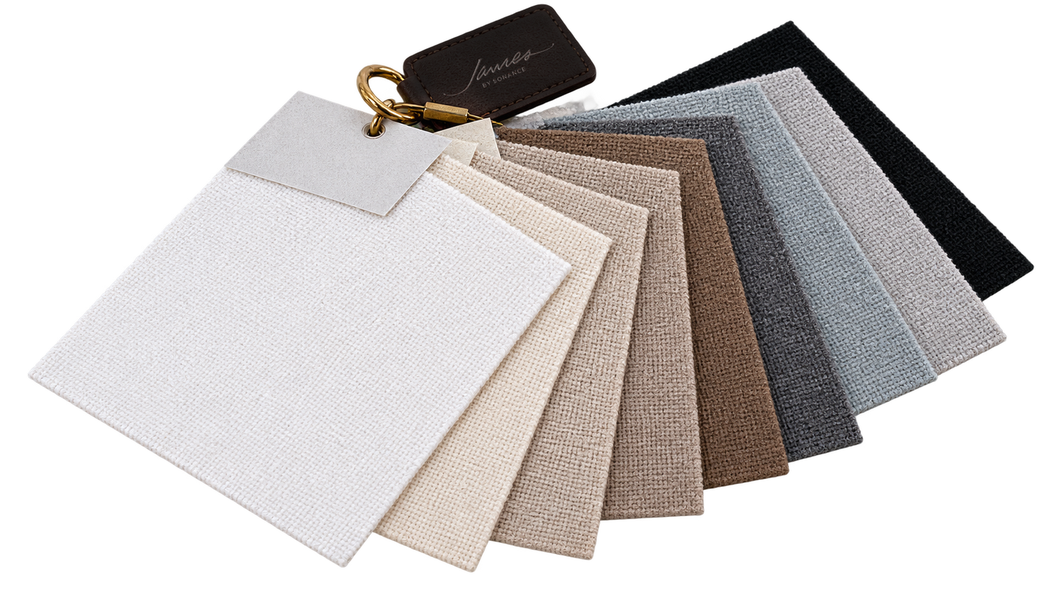 Nine premium woven fabric swatches