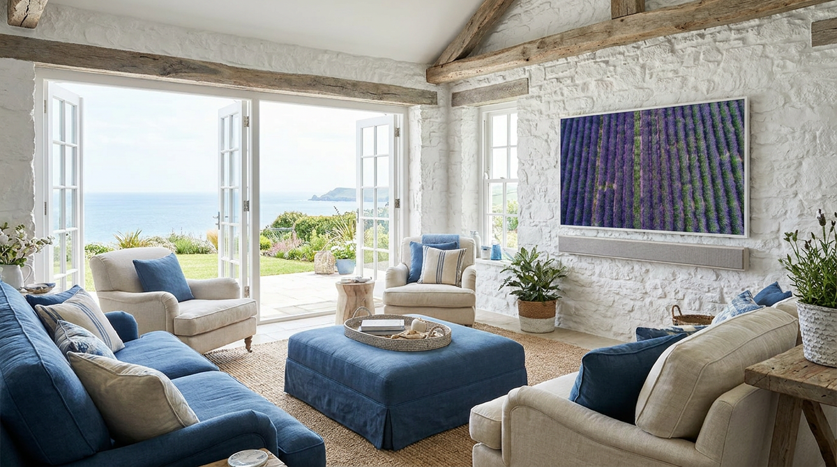 Coastal living room with natural light