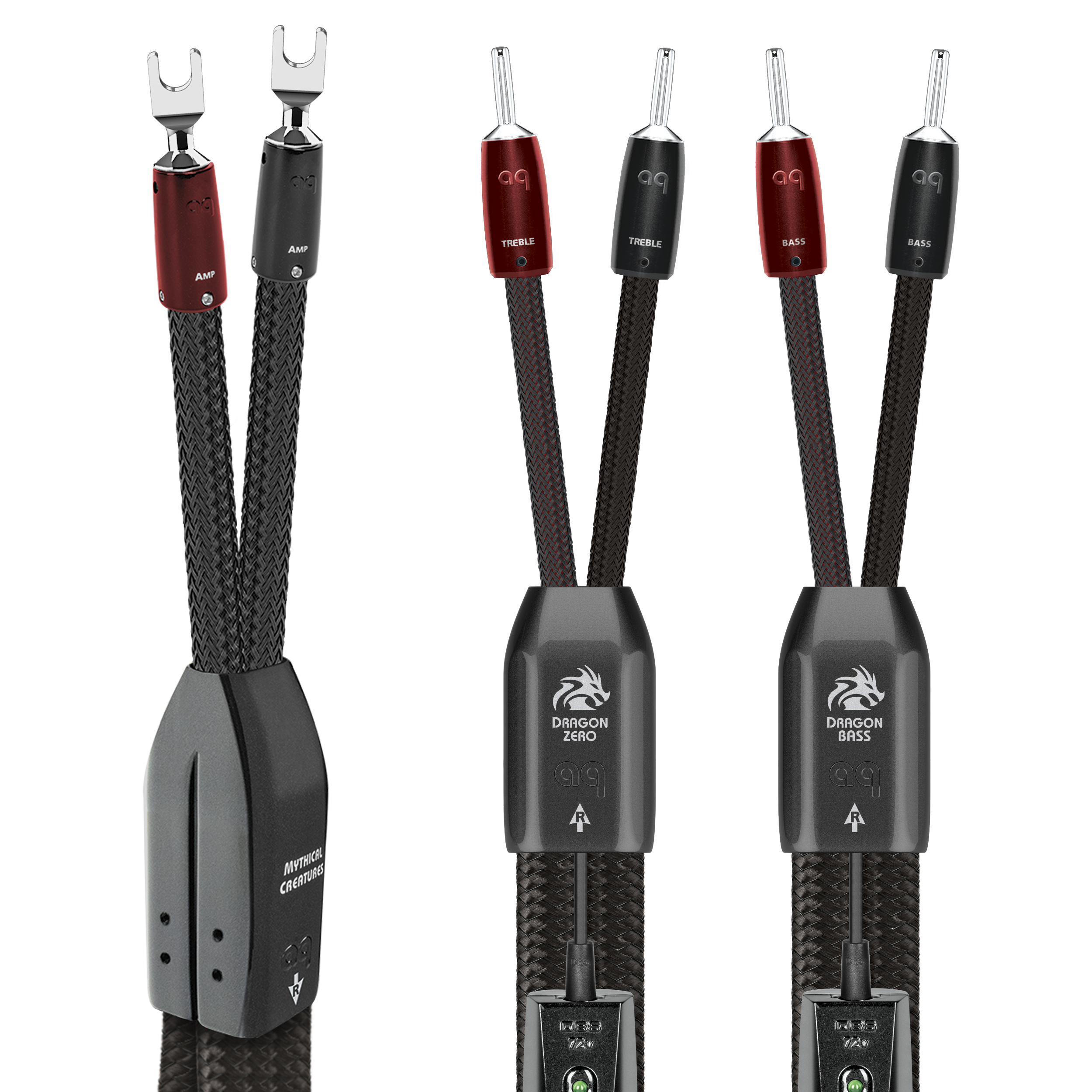 AudioQuest Dragon BiWire COMBO Speaker Cable w/ ZERO for Treble + BASS for Bass