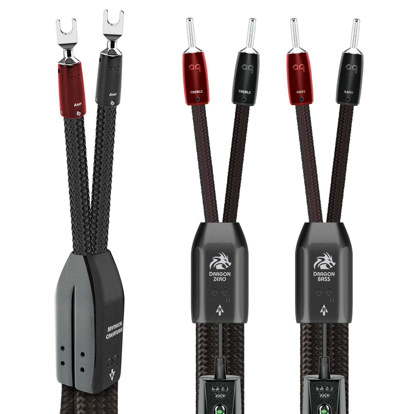 AudioQuest Dragon BiWire COMBO Speaker Cable w/ ZERO for Treble + BASS for Bass