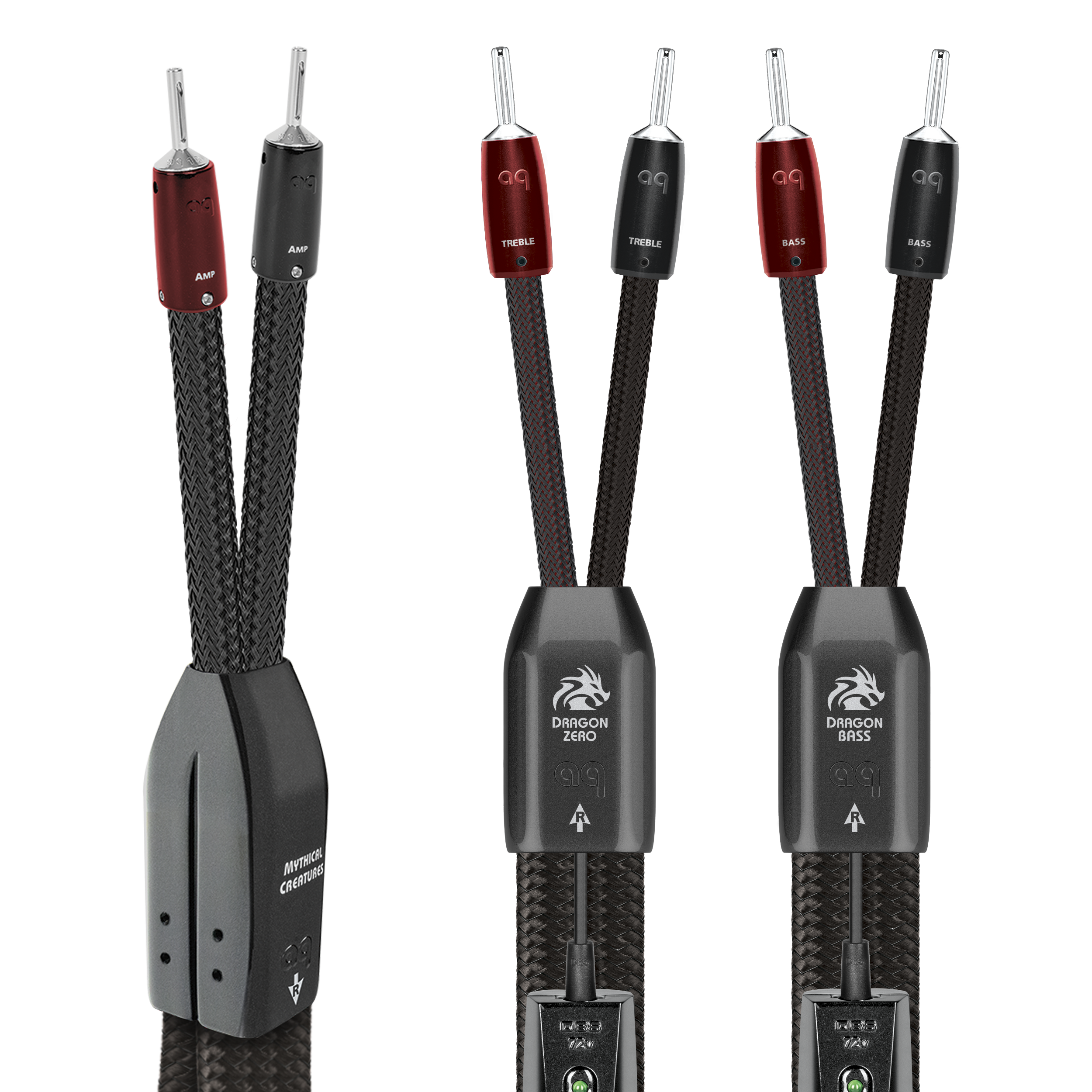 AudioQuest Dragon BiWire COMBO Speaker Cable w/ ZERO for Treble + BASS for Bass