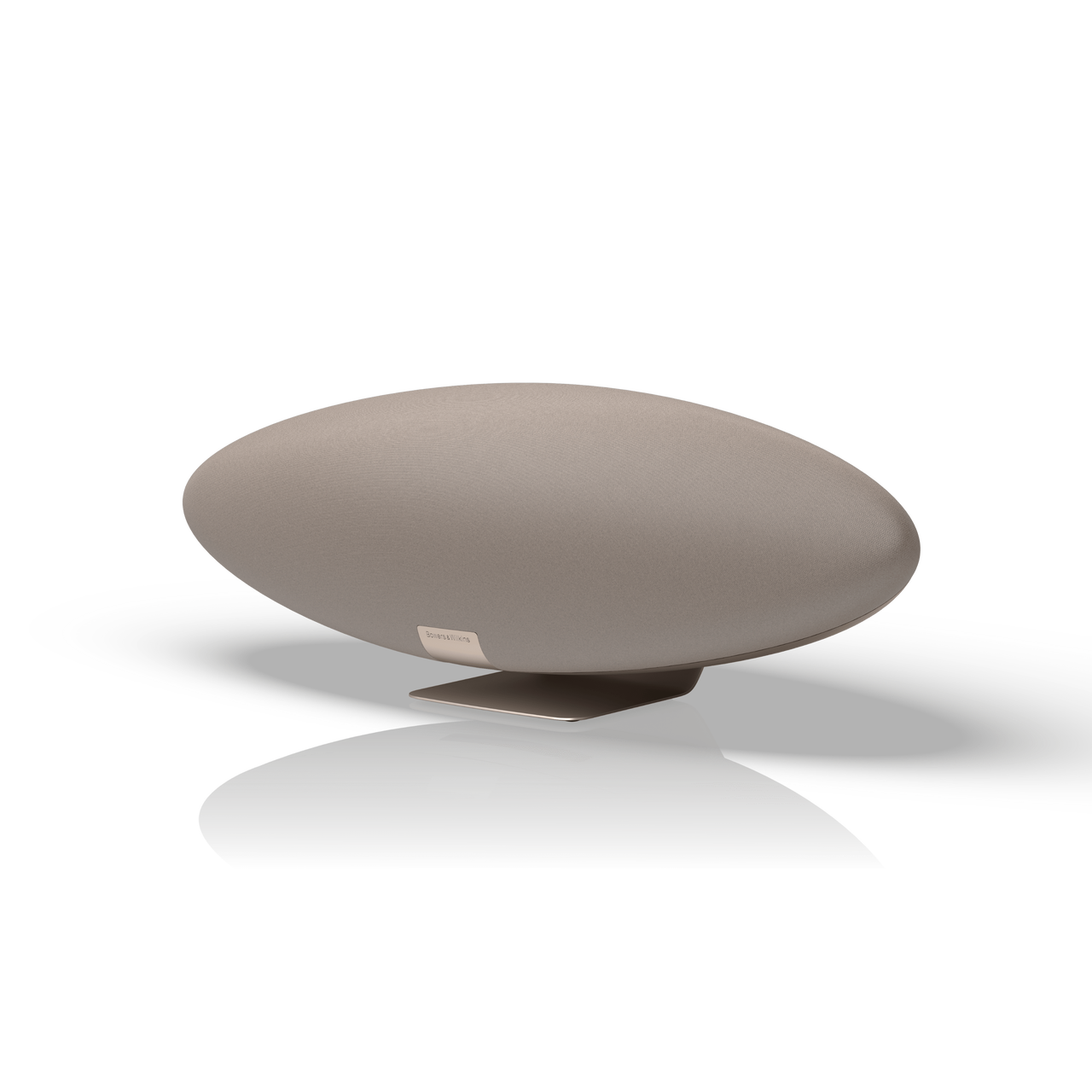 A side view of a Bowers & Wilkins Zeppelin Pro Wireless Speaker in solar gold on a white background - Hi-Fi Centre.