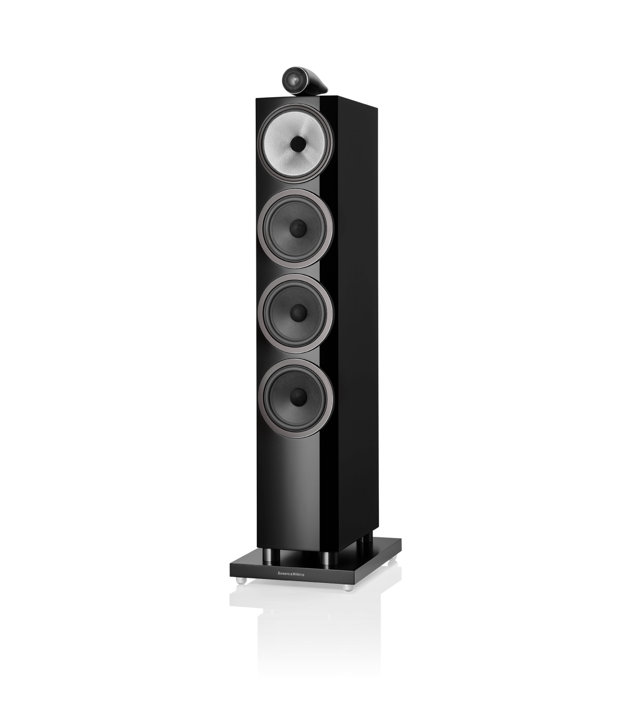 B&W 702 S3 Floor Standing Speaker in glossy black finish.