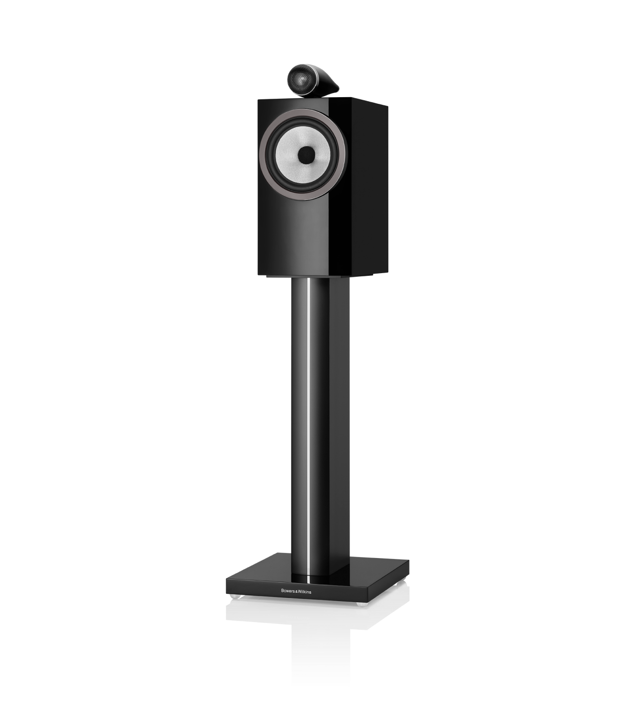 B&W 705 S3 Bookshelf Speaker in glossy black color finish.