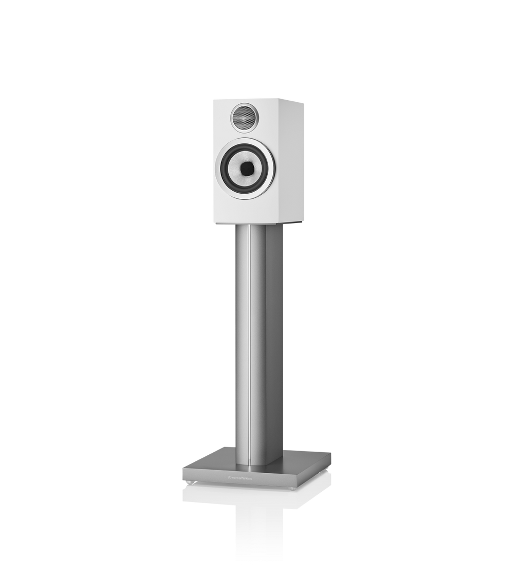 B&W 707 S3 Bookshelf Speaker in satin white color finish.