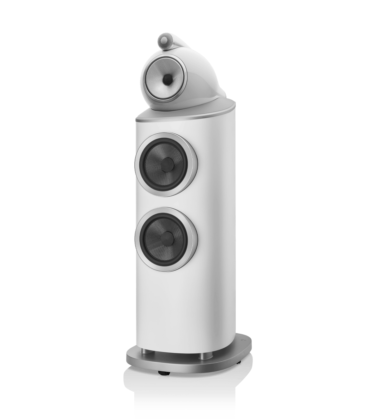 B&W 802 D4 Reference Speaker in satin white finish.