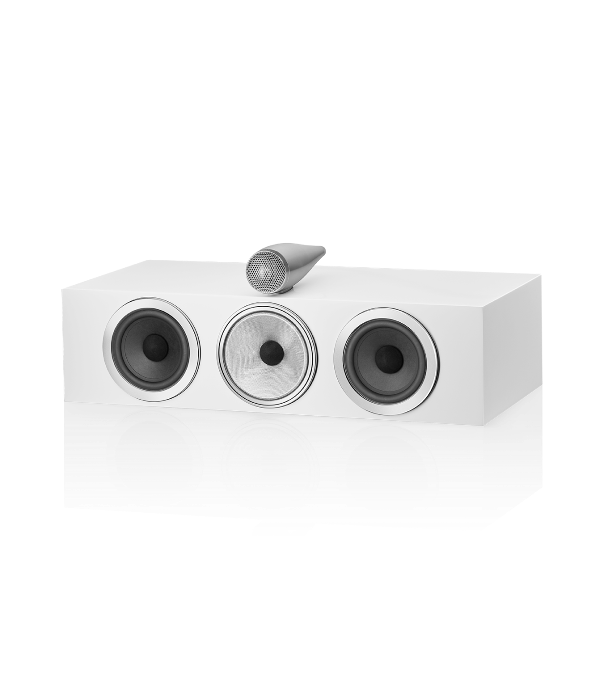 B&W HTM71 S3 speaker in satin white finish.